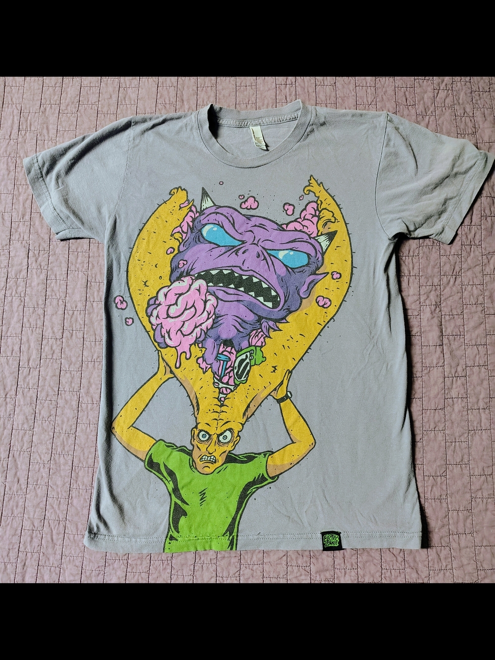 ​Electric Zombie T Shirt Mens Small Gray MTV The Head Liquid Television Horror